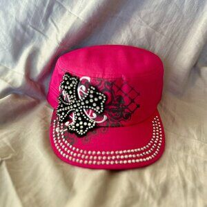 Hat~Rhinestone~Short Cross~Cadet style~adjustable velcro back